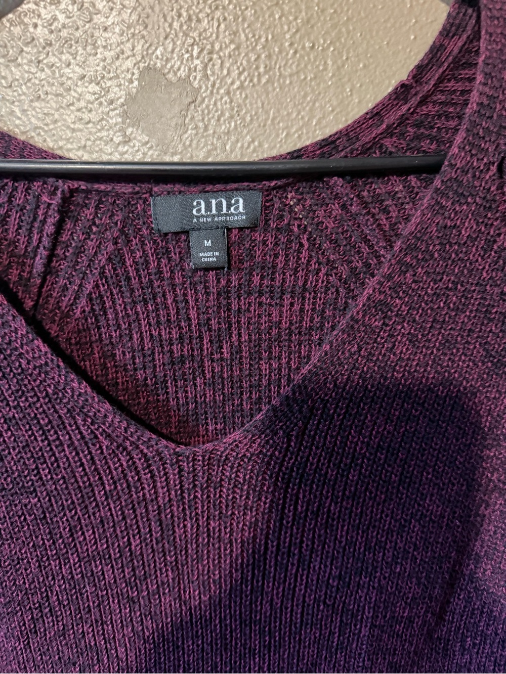 a.n.a Plum V-Neck Cable-Shoulder Knit Sweater - Picture 5 of 7